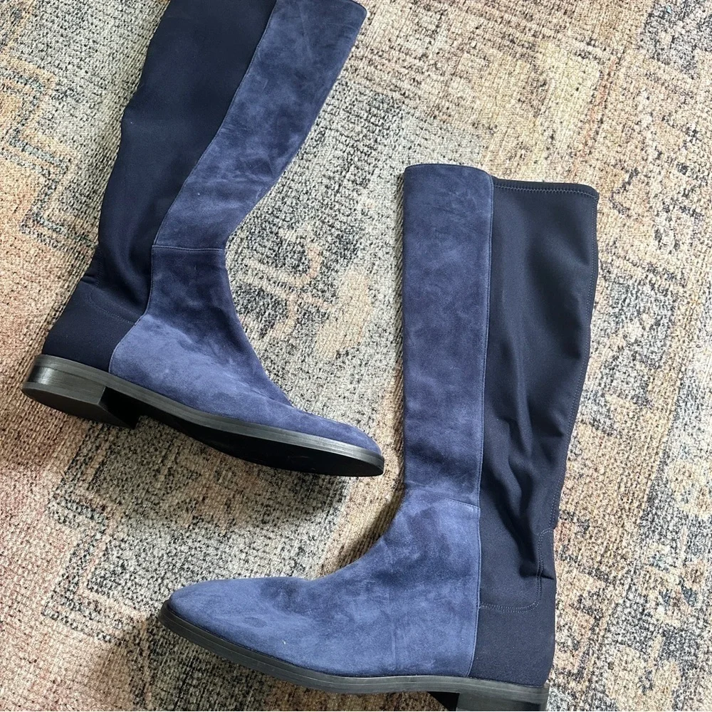 Stuart Weitzman Navy Suede Boots sz 11.5